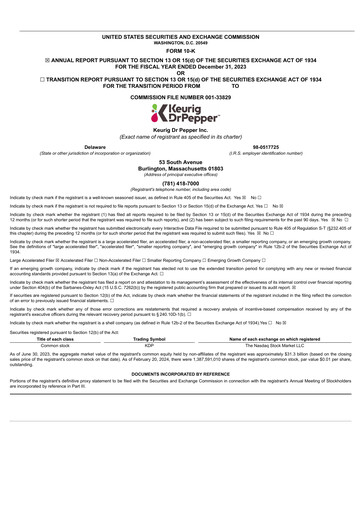 Thumbnail Keurig Dr Pepper Annual Report 2023