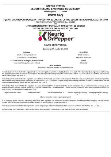 Thumbnail Keurig Dr Pepper Quarterly Report 2018-q2