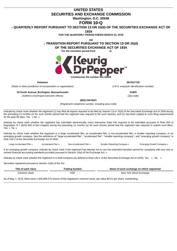 Thumbnail Keurig Dr Pepper Quarterly Report 2019-q1