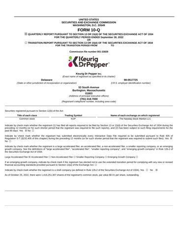 Thumbnail Keurig Dr Pepper Quarterly Report 2022-q3
