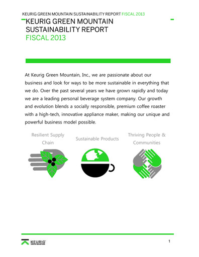 Thumbnail Keurig Dr Pepper Sustainability Report 2013