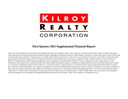 Thumbnail Kilroy Realty Quarterly Report 2011-q1