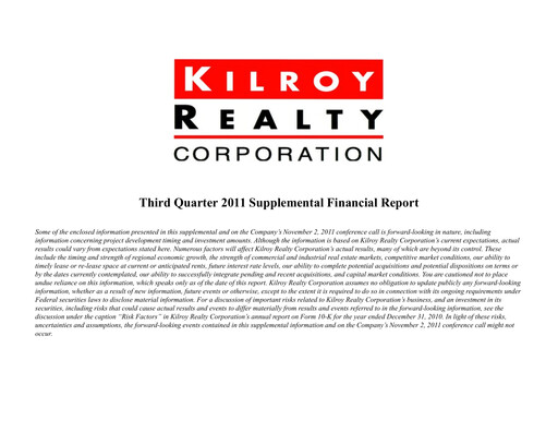 Thumbnail Kilroy Realty Quarterly Report 2011-q3