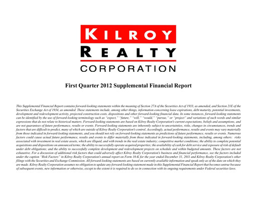 Thumbnail Kilroy Realty Quarterly Report 2012-q1