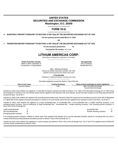 Thumbnail Lithium Americas Quarterly Report 2025-q1