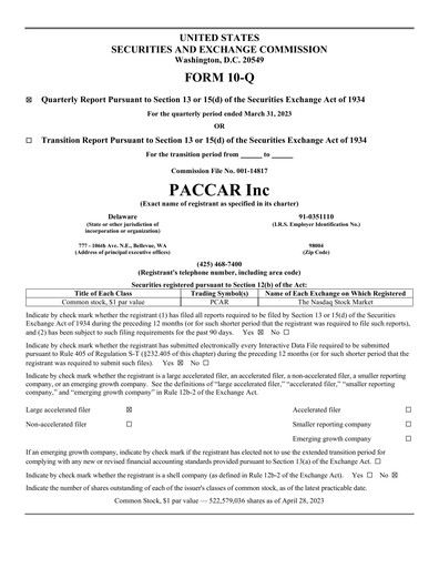 Thumbnail Paccar Quarterly Report 2023-q1