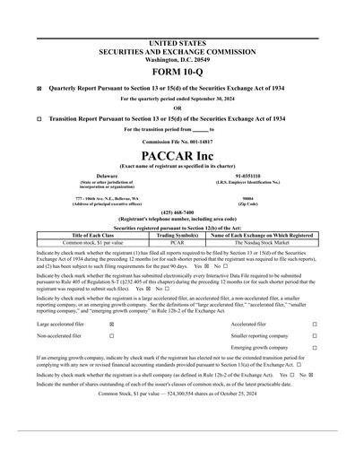 Thumbnail Paccar Quarterly Report 2024-q3