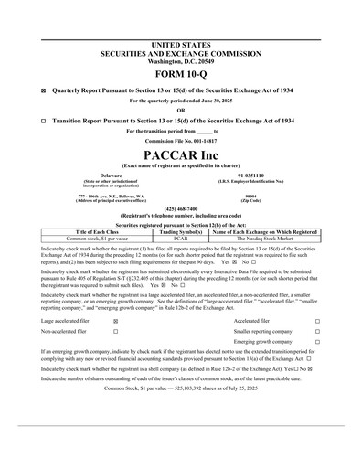 Thumbnail Paccar Quarterly Report 2025-q2