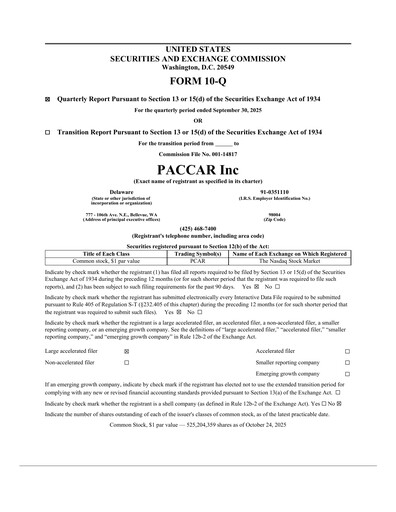 Thumbnail Paccar Quarterly Report 2025-q3