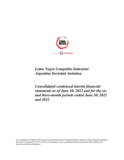 Vorschaubild Loma Negra Finanzmitteilung 2022-q2