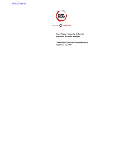 Miniature Loma Negra Bilan financier 2023