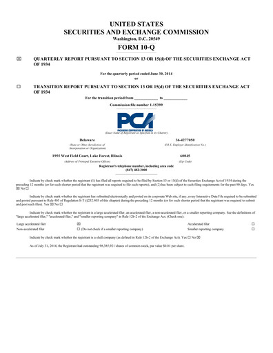 Vorschaubild Packaging Corporation of America
 Quartalsbericht 2014-q2