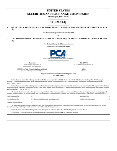 Thumbnail Packaging Corporation of America
 Quarterly Report 2018-q2