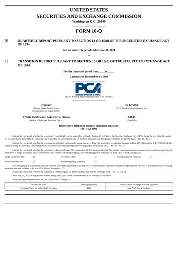 Thumbnail Packaging Corporation of America
 Quarterly Report 2021-q2