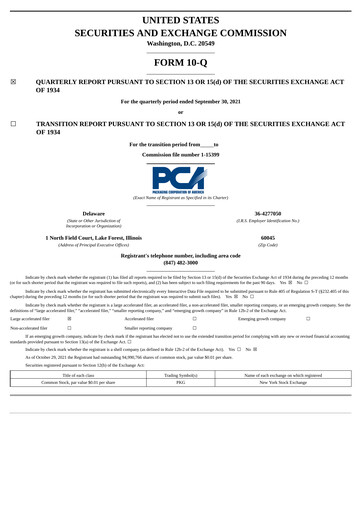 Thumbnail Packaging Corporation of America
 Quarterly Report 2021-q3