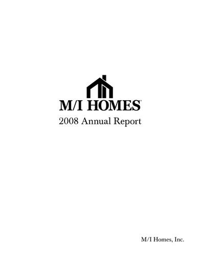 Thumbnail M/I Homes
 Annual Report 2008