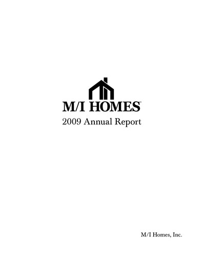 Thumbnail M/I Homes
 Annual Report 2009