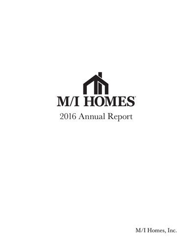Thumbnail M/I Homes
 Annual Report 2016