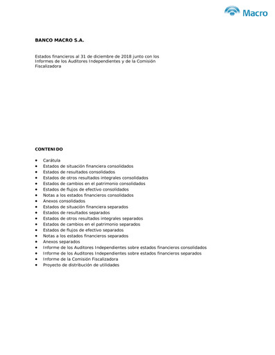 Thumbnail Banco Macro
 Financial Statement 2018