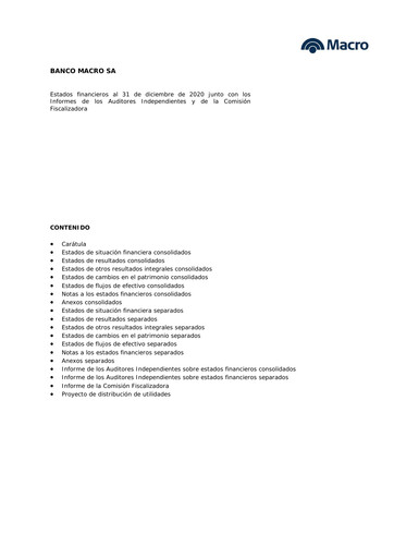 Thumbnail Banco Macro
 Financial Statement 2020