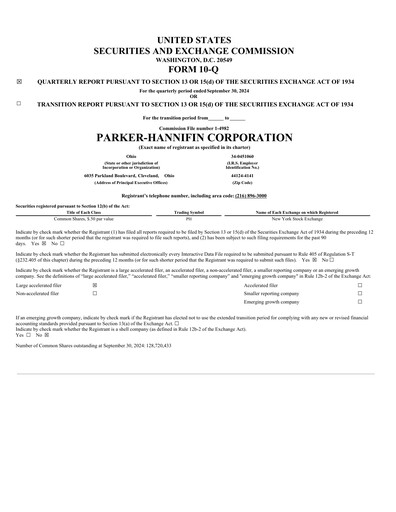 Thumbnail Parker-Hannifin
 Quarterly Report 2025-q1