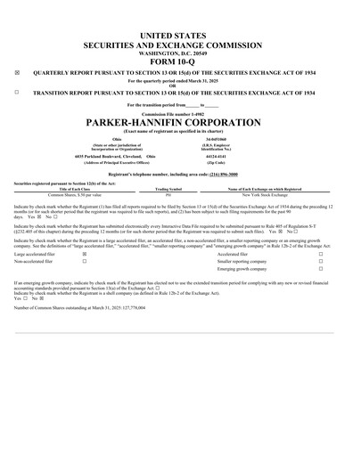 Thumbnail Parker-Hannifin
 Quarterly Report 2025-q3