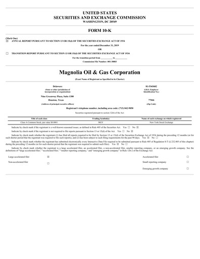 Thumbnail Magnolia Oil & Gas Annual Report 2019
