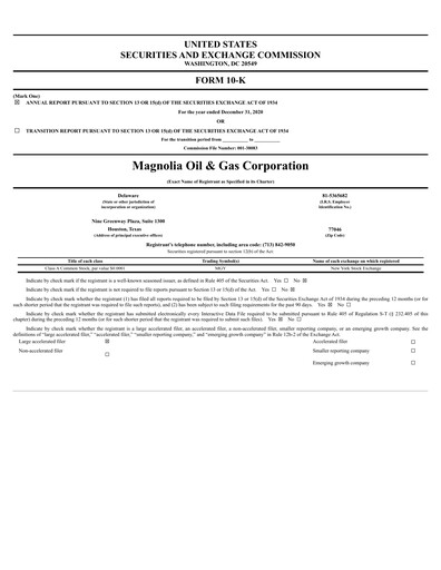 Thumbnail Magnolia Oil & Gas Annual Report 2020
