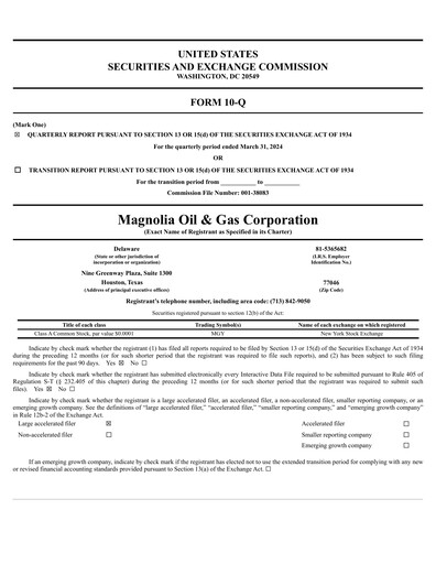 Thumbnail Magnolia Oil & Gas Quarterly Report 2024-q1