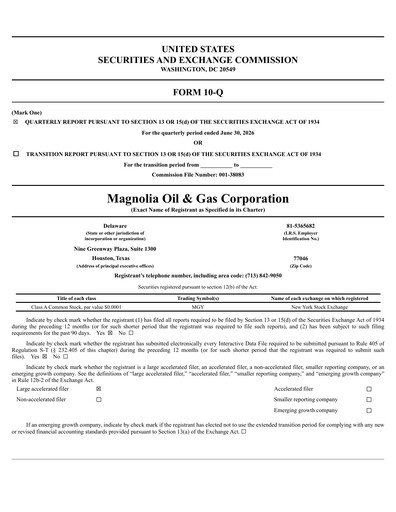 Thumbnail Magnolia Oil & Gas Quarterly Report 2026-q2