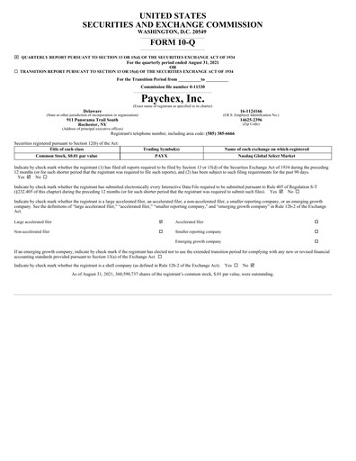 Thumbnail Paychex Quarterly Report 2022-q1
