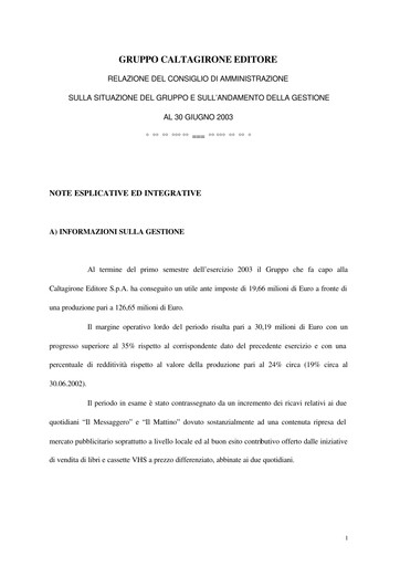 Thumbnail Caltagirone Editore Half-year Report 2003-h1