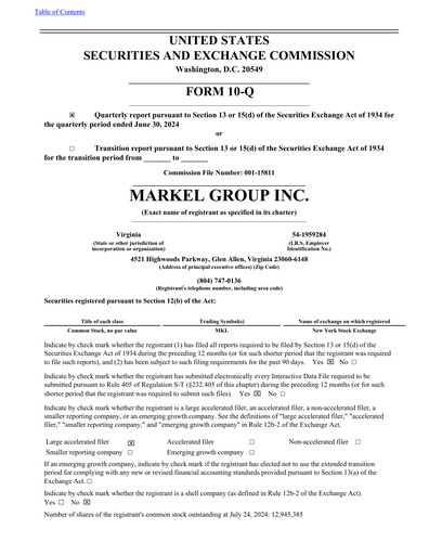 Thumbnail Markel Group Quarterly Report 2024-q2