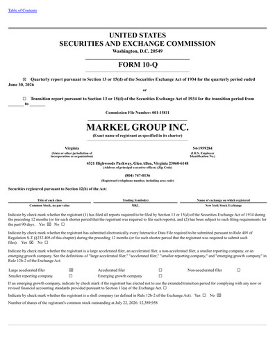 Thumbnail Markel Group Quarterly Report 2026-q2
