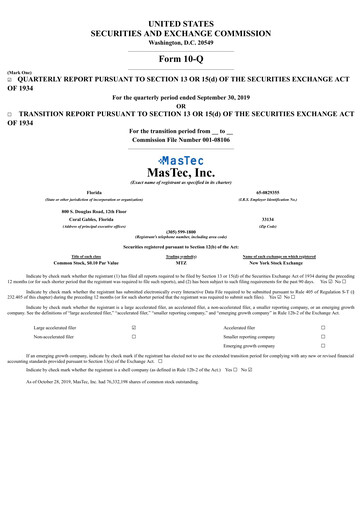 Vorschaubild MasTec Quartalsbericht 2019-q3