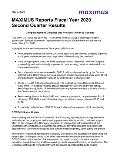 Thumbnail Maximus Quarterly Report 2020-q2
