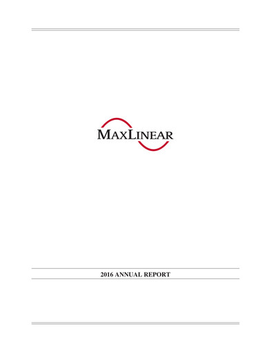 Thumbnail MaxLinear Annual Report 2016