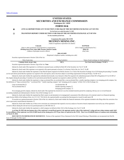 Thumbnail McEwen Mining Annual Report 2023
