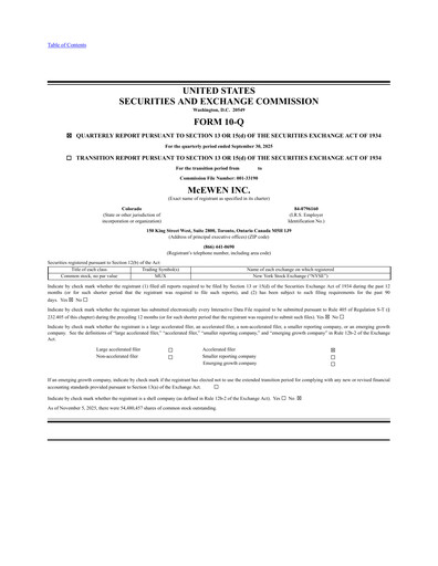 Miniature McEwen Mining Rapport trimestriel 2025-q3
