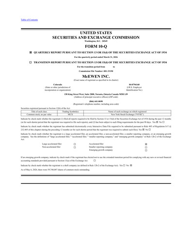 Miniature McEwen Mining Rapport trimestriel 2026-q1