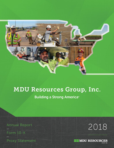 Thumbnail MDU Resources
 Annual Report 2018