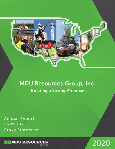 Thumbnail MDU Resources
 Annual Report 2020