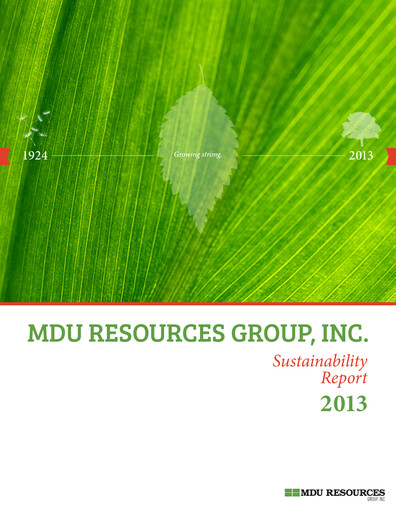 Thumbnail MDU Resources
 Sustainability Report 2013