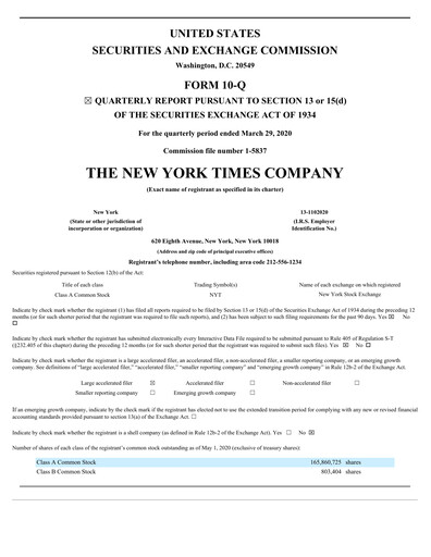 Thumbnail New York Times Quarterly Report 2020-q1
