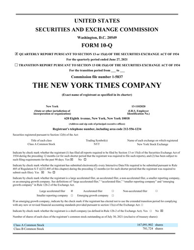 Thumbnail New York Times Quarterly Report 2021-q2