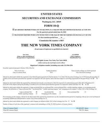 Thumbnail New York Times Quarterly Report 2022-q2