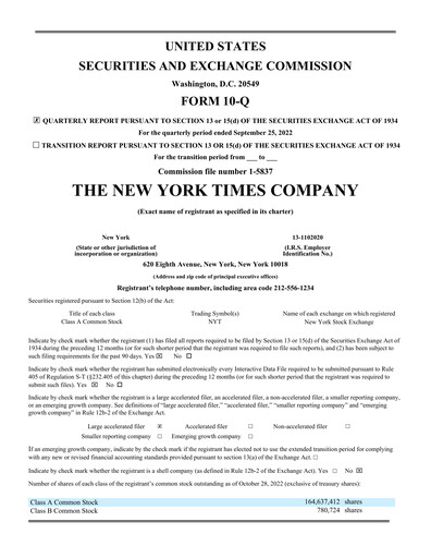 Thumbnail New York Times Quarterly Report 2022-q3