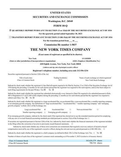Thumbnail New York Times Quarterly Report 2023-q3
