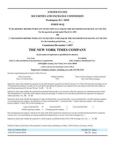 Thumbnail New York Times Quarterly Report 2025-q1