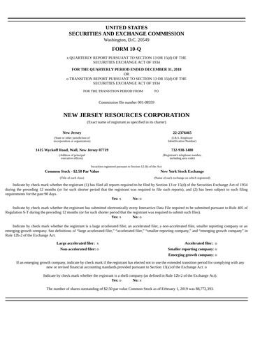 Thumbnail New Jersey Resources Quarterly Report 2019-q1